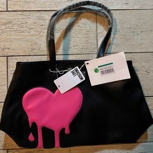Moschino Black Bag with Pink Dripping Heart